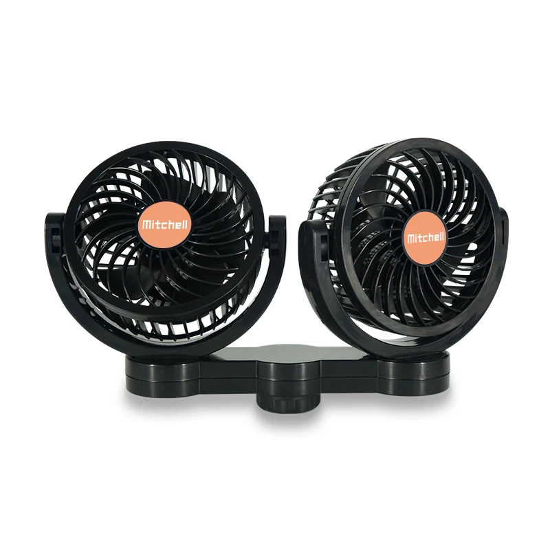 Low Noise Dashboard Fan Dual Head Multi Modes Rotatable Adjustable Car Cooling Fan 12v Auto Car Fan