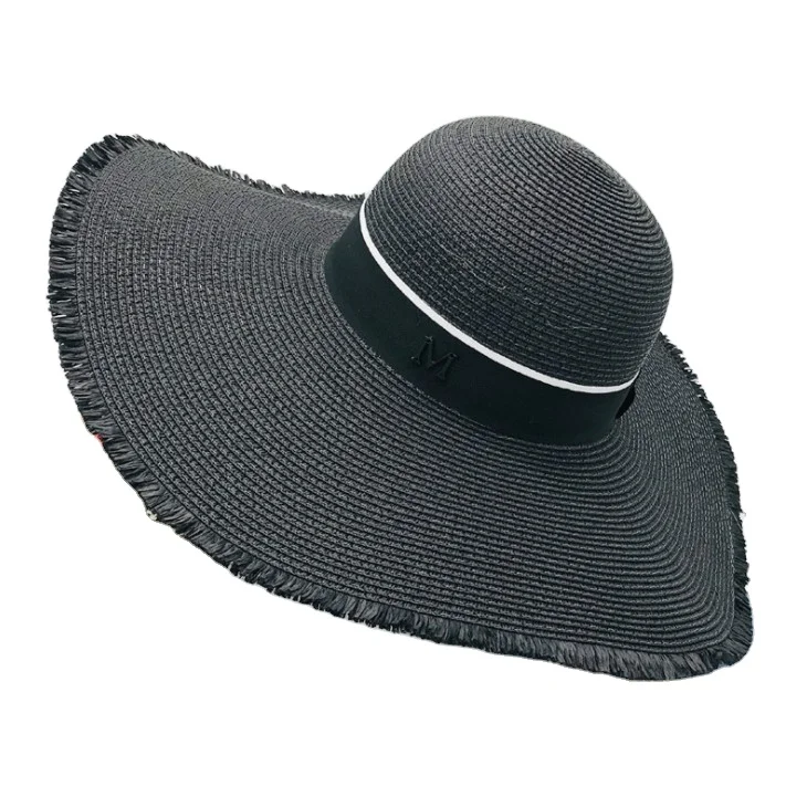 
Best Sale Floppy Fashion Women Summer Girls Paper Big Hat Straw with Ribbon 