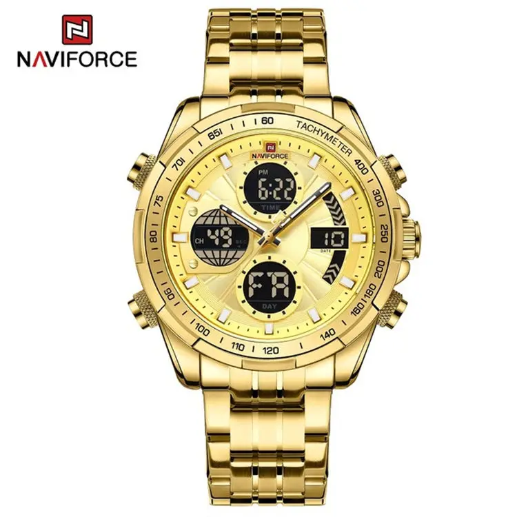 NAVIFORCE 9197S Watches for Men Fashion Chronograph Sport Quartz Wristwatch 3ATM Waterproof Steel Band Luminous Clock