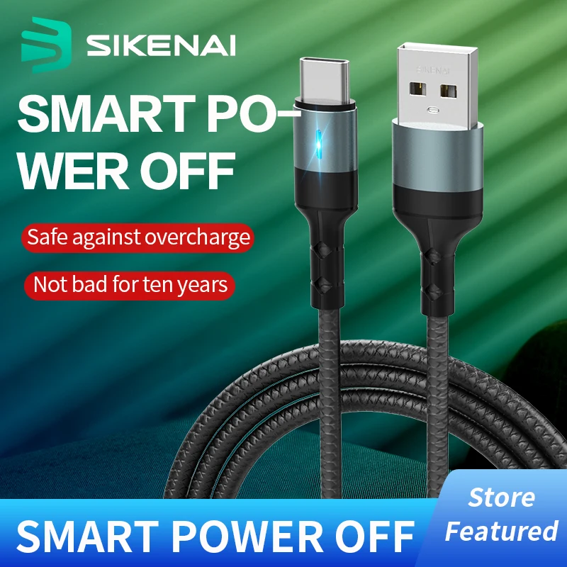 Sikenai 5A Смарт данных при отключении питания USB кабель для передачи Type-C с функцией быстрой зарядки