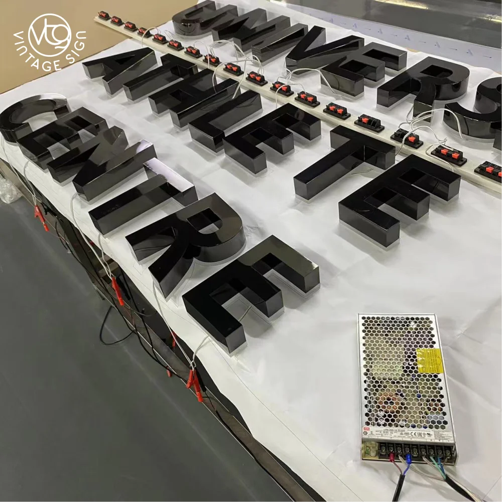 Logoe Used Outdoor Shop Name Board Design Light Sign Led Logo 3D Lighting Acrylic Led Channel Letters Signs