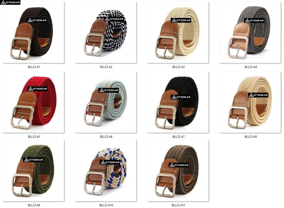 BL23 A5 Custom Adjustable Braided Stretch Elastic Stretch Golf Belt Wholesale Private Label Canvas fabric belt woven elastic