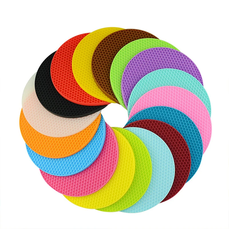 18/22cm Hot Selling Heat Resistant Round Silicone Trivet Mat Silicone Hot Pads for Kitchen Pots and Pans Hot Pan Mat