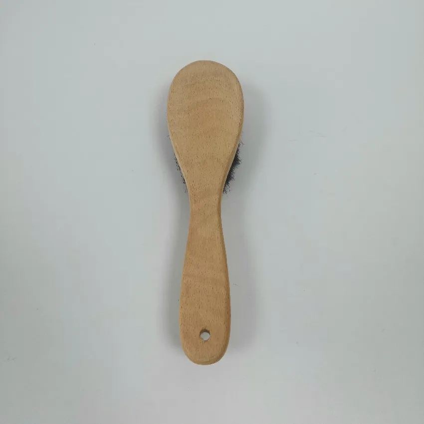 High quality wooden horsehair suit coat clothes brush long handle lint remover cleaning brush for hat clothes