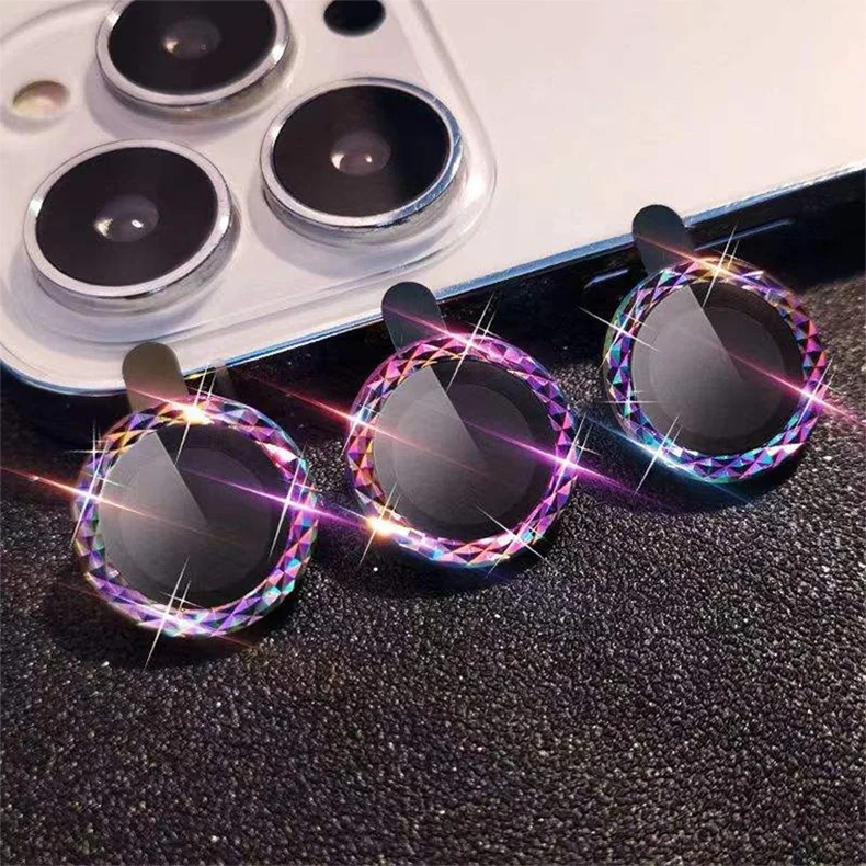 3D metal ring camera lens film screen Protector for iphone12 13pro max Mica de Camara Celular