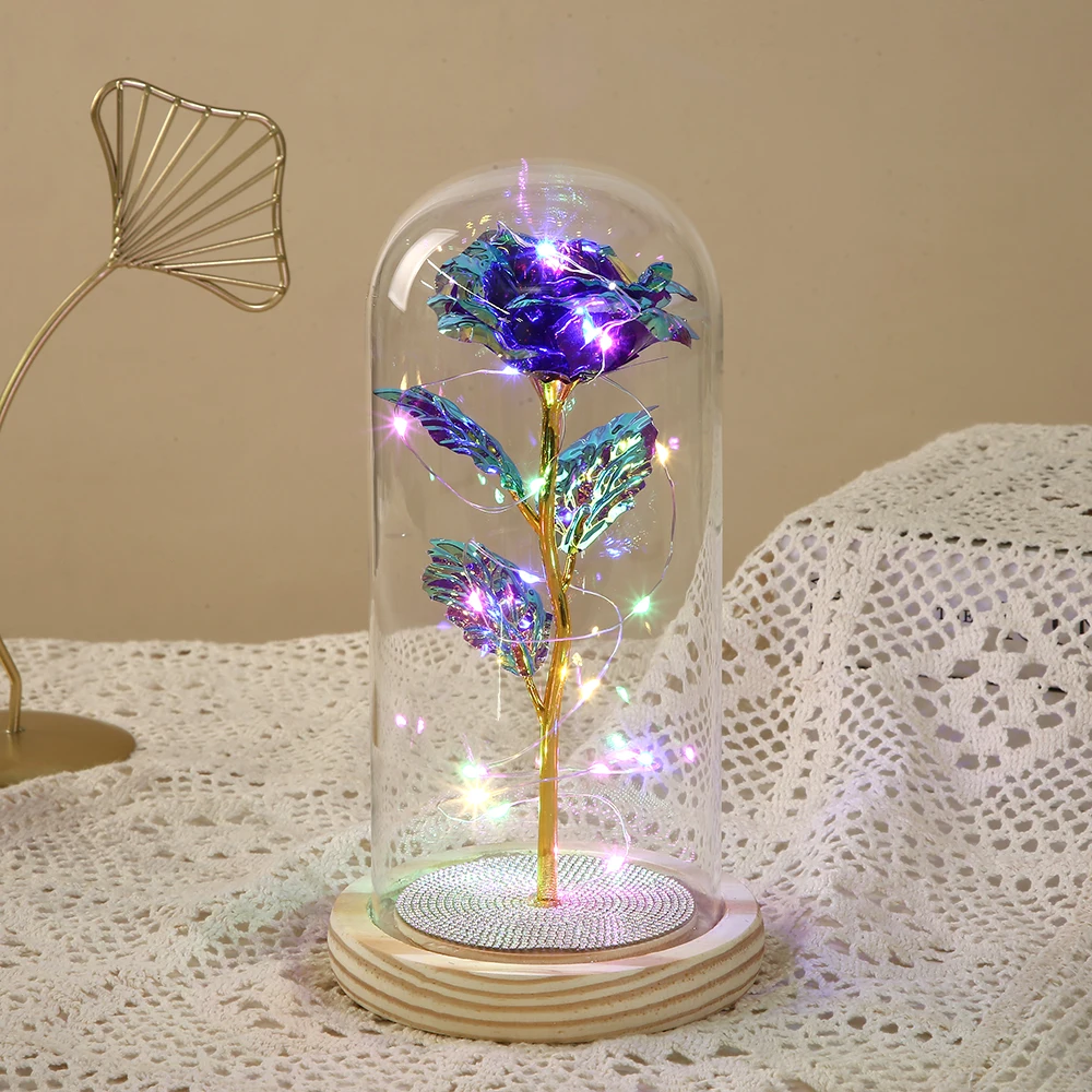 Wholesale  glass dome for roses with led light decoration for wedding event