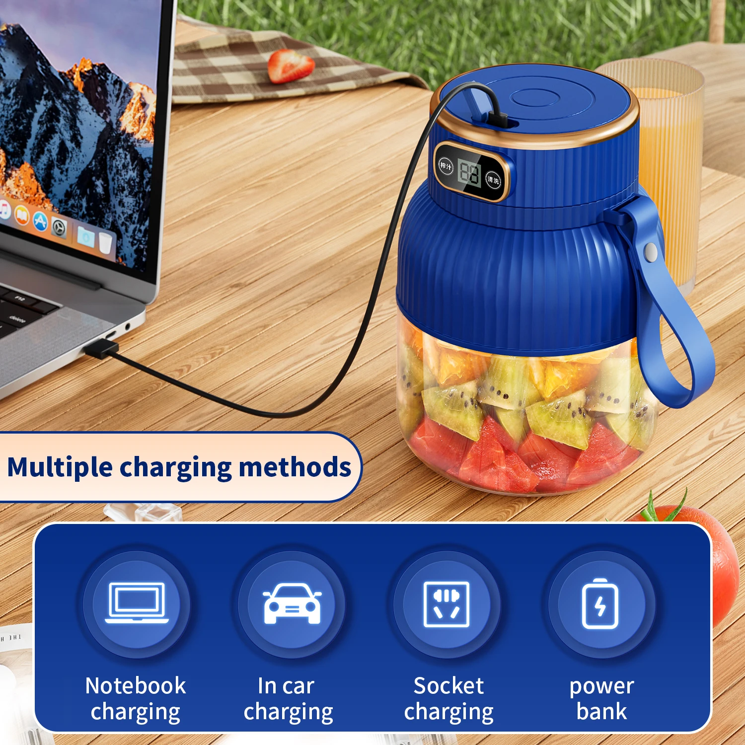 New 900ml 10 Blades Mini Electric Portable USB  Rechargeable Blender Juicer Travel Fruit Orange Juice Extractor Popular Machine