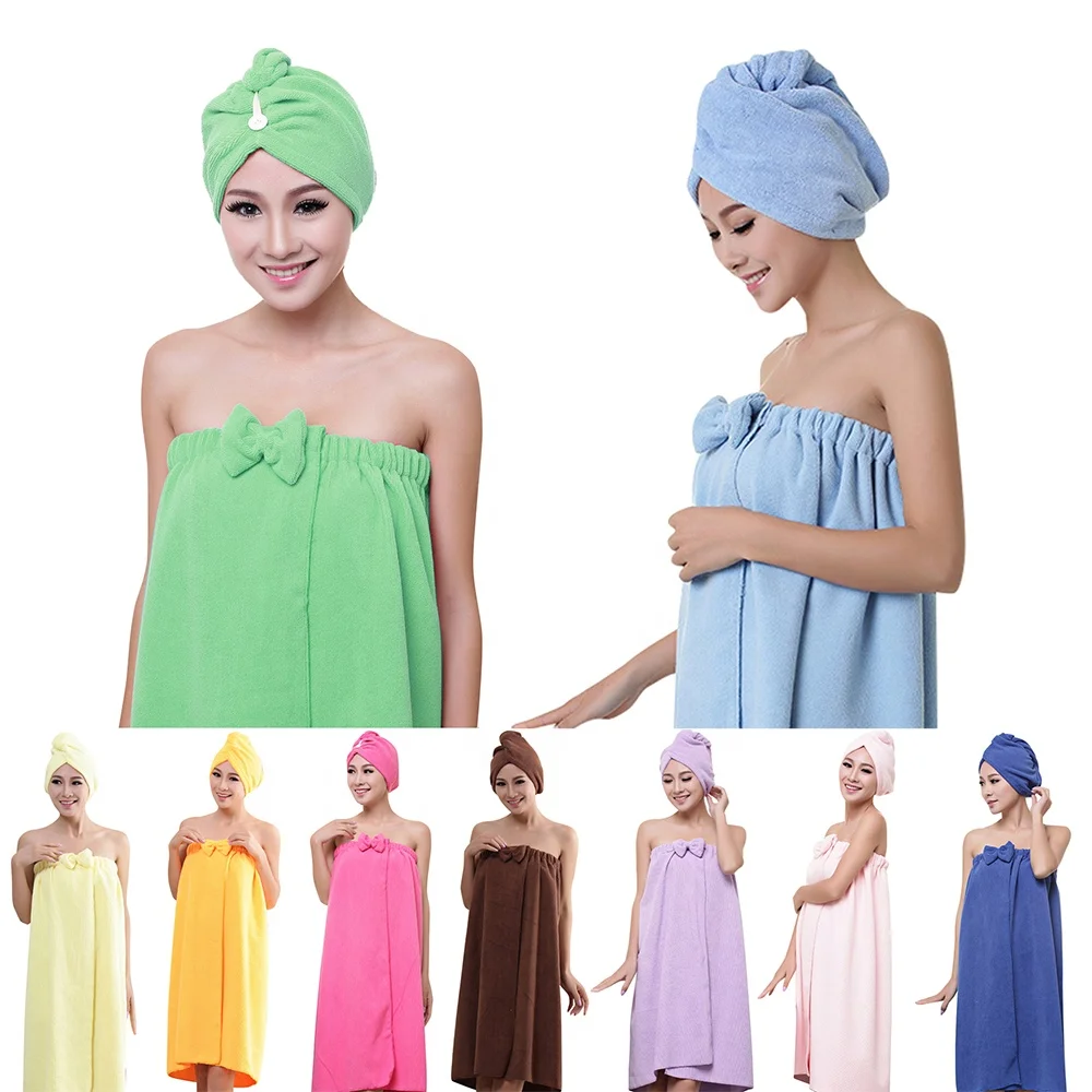 Custom Super Absorbent Quick Drying Coral Velvet Bath Skirt Wearable Bra Bath Skirt Shower Wrap Women Bath Towel