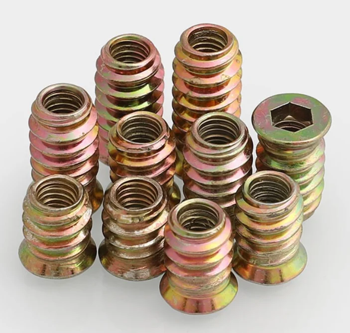 M6 M8 M10 Flanged Hex Socket Drive Head Zinc Alloy Drive Insert Nuts Threaded For Wood Furniture