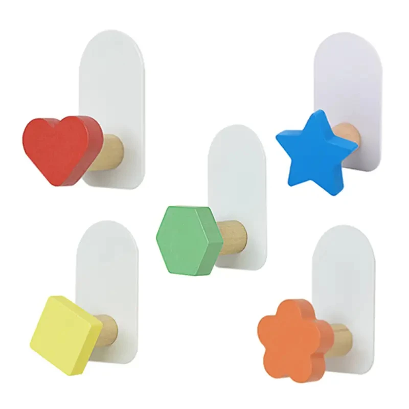 Cartoon No Punching Paste Creative Door Hanging Clothes Hook Toilet Porch Wooden Hook Wall Hook