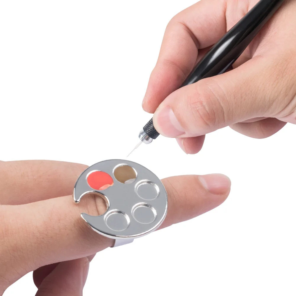 Nail tools rings color palettes alloy finger Customized package logo painting pigments color palettes
