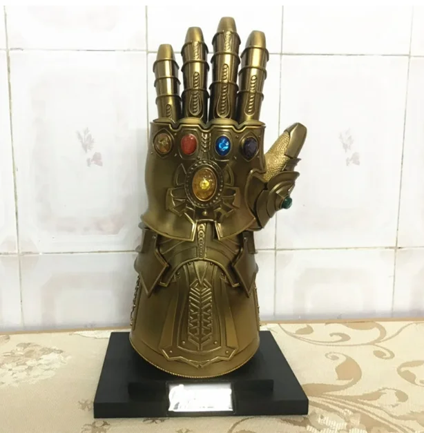 Marvel Hero в натуральную величину носимая металлическая бесконечная перчатка со светодиодным светом с подставкой для косплея