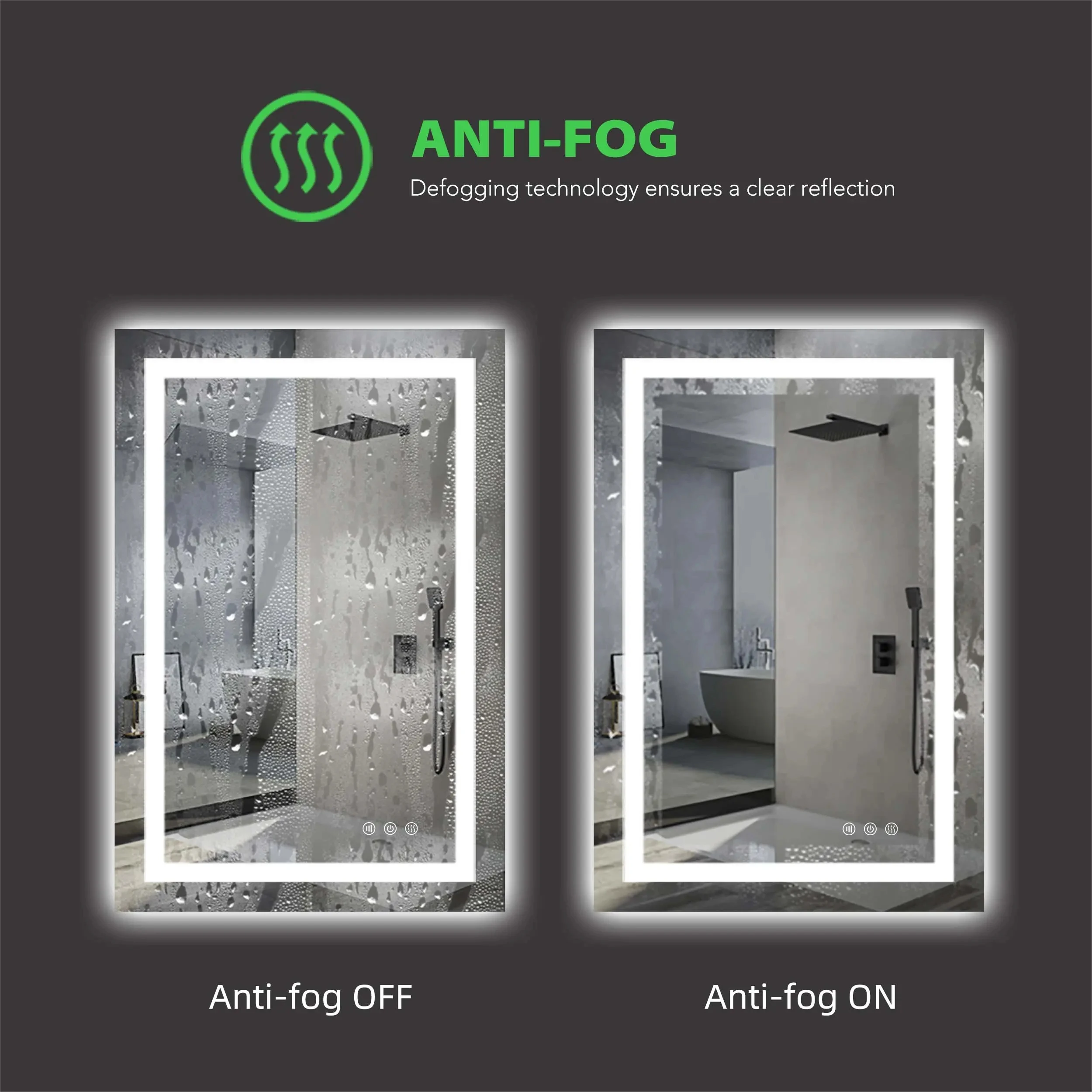 Factory hot selling anti fog touch screen shower room decoration hotel smart mirror rectangle bathroom mirror