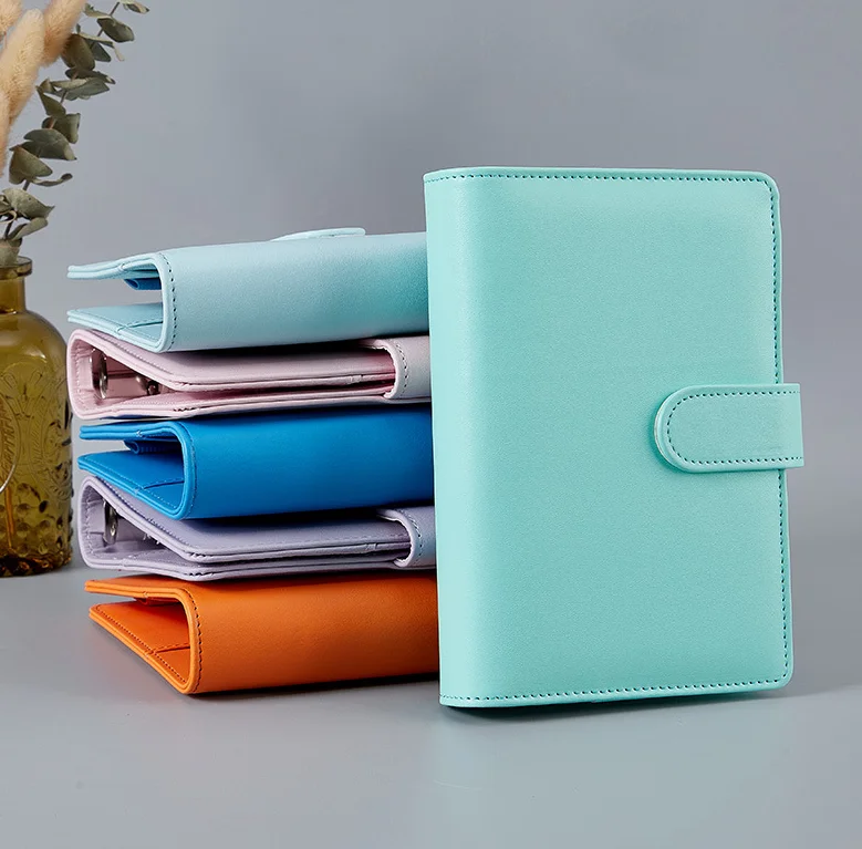Custom PU Leather Budget Binder office supplies with buckle Notebook Planner Cover A5 A6 Binder Ring Bound Planner