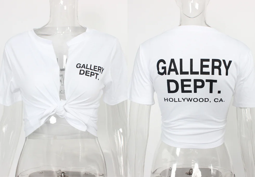 Summer Hot Tops Women Clothing Open Collar Front Split Lace Up Cardigan T-Shirt G.D. Letter Print Short Sleeve Crop Tees Tops