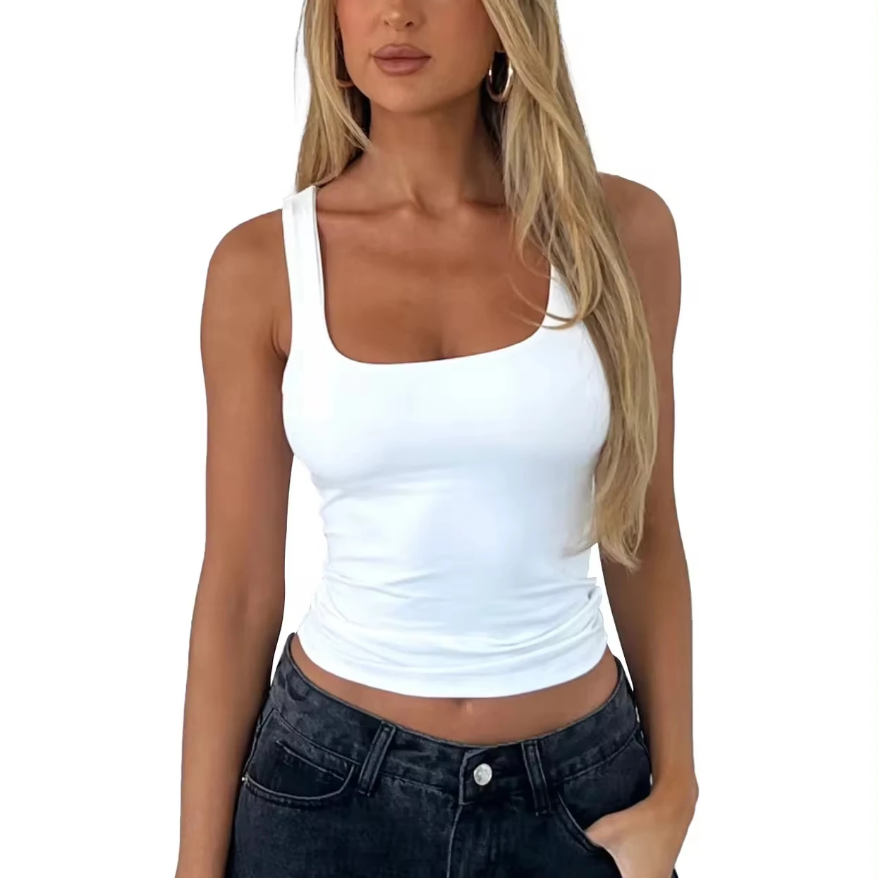 Женский укороченный топ без рукавов