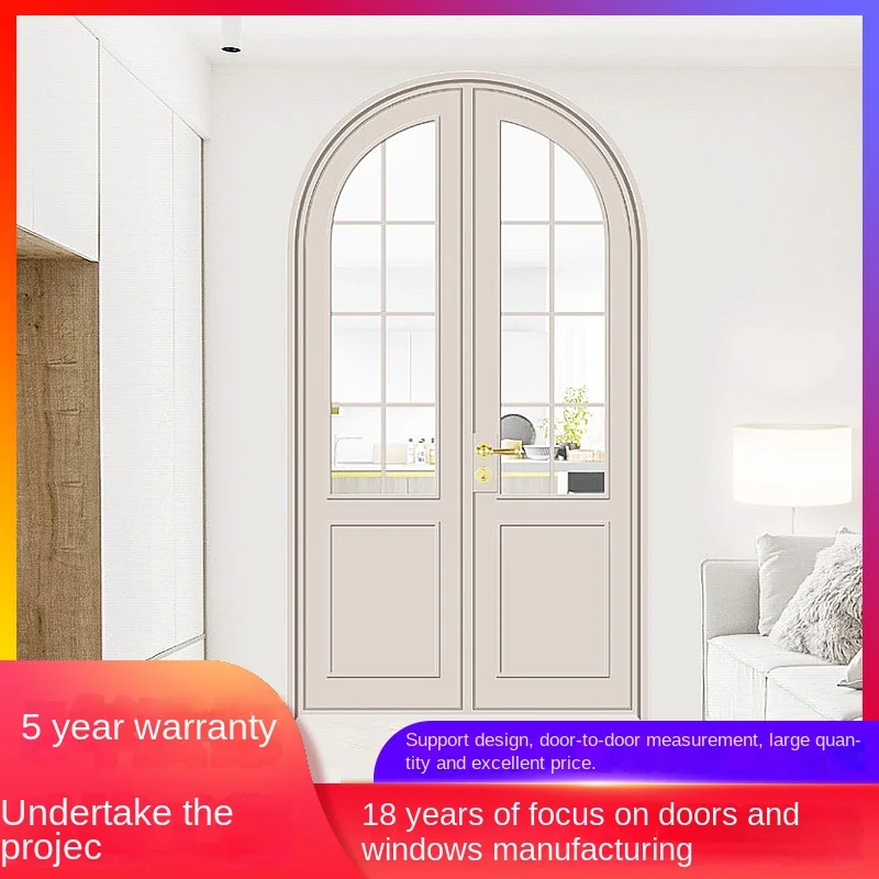 Single Door Wrought Iron Modern Luxury French Door Simple Elegant Design Glass Steel Swing Enter Aluminium Doors