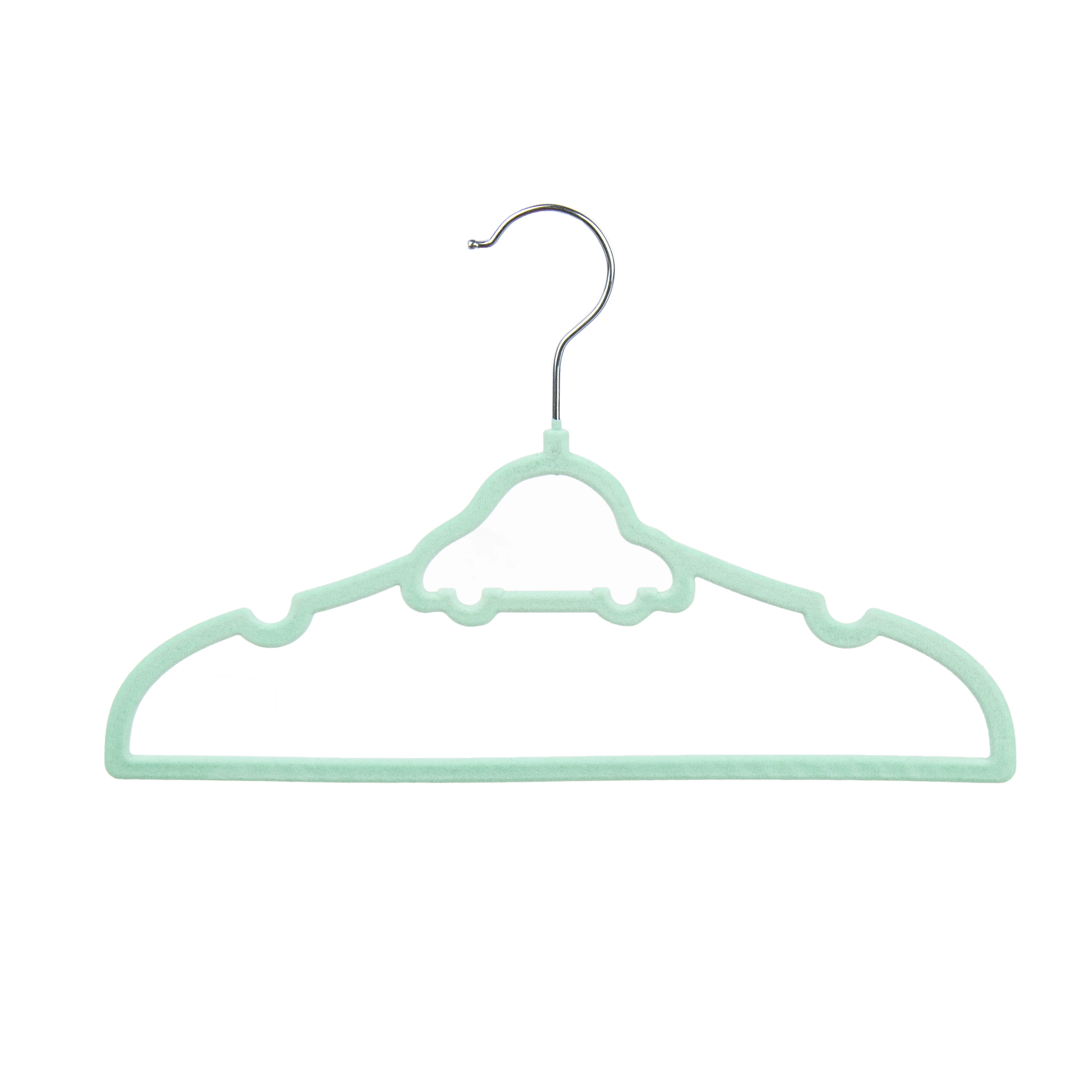 Children flocking rack Cute pickup truck shape hanger non-slip velvet hanger metal hook velvet children clothes hangers