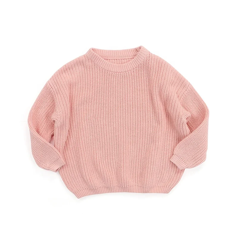 Spring Solid Color Icing Knitted O-Neck Long Sleeves Twist Kid Clothing Baby Girls Sweater