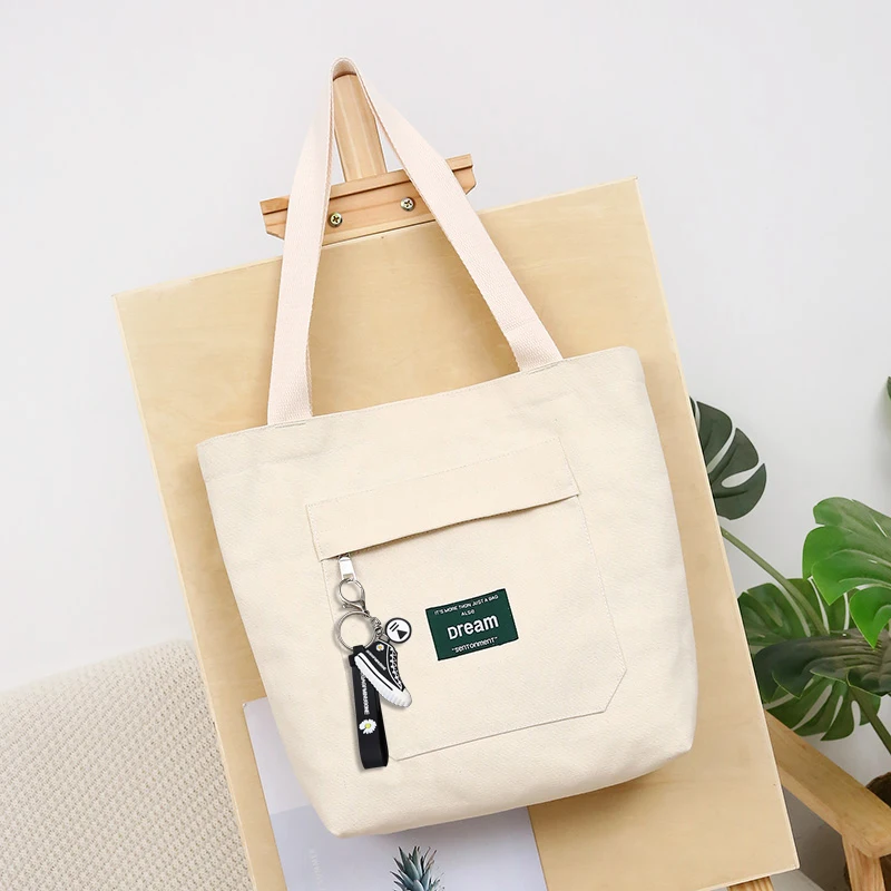 Wholesale Eco-Friendly High Quality Custom Printed Organic Cotton Lady Canvas Tote Bag Shoulder Bag