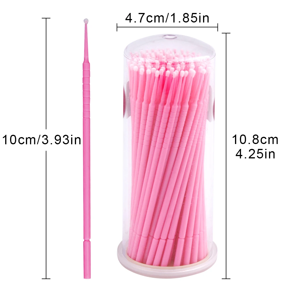 Beiqili 100 pcs Disposable Micro Applicator Extension Spoolie Cleaning Eyelash Micro Brush Microcepillos Para Pestaas Hisopos