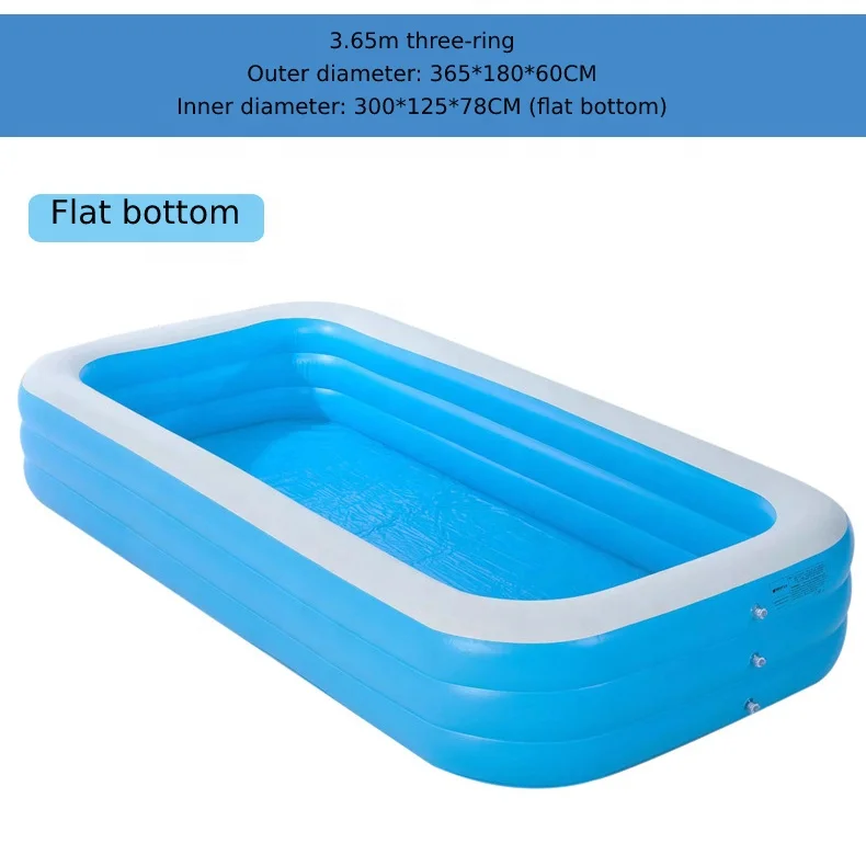 Rectangular blue white children PVC lounge swimming kids water pools outdoor home large inflatable pool