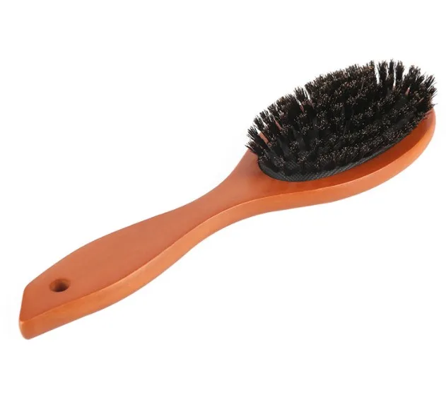 New Arrival Hair Brush Wood Handle Boar Bristle Beard Comb Styling Detangling Straighten Brown Lotus Boar Bristles Massage Comb