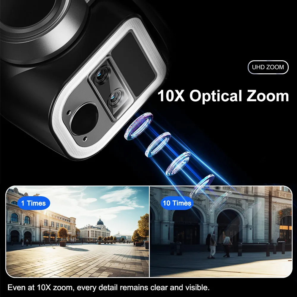 LS VISION Surveillance Dual Lens 2K 4G WIFI 4MP Solar Panel 10X Optical Zoom PTZ Security Light Alarm Battery Camera Outdoor