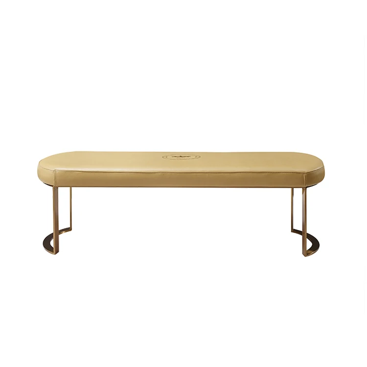 Top Grade Luxury Modern Custom Furniture Bedside Stool Solid Wood Frame Leather Bed End Stool Bench