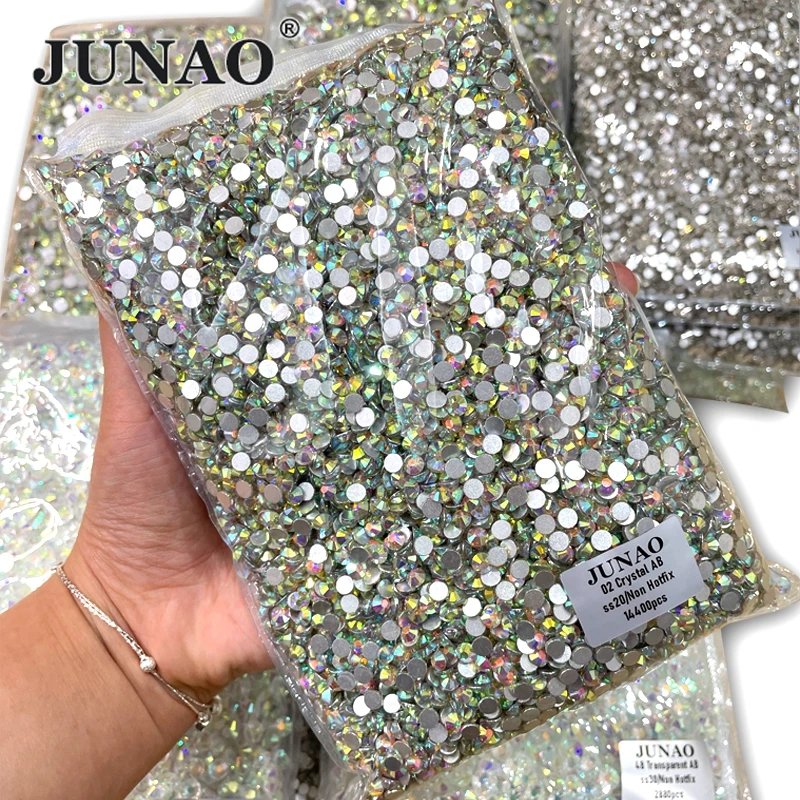 AOSU Wholesale Bulk Package SS3-SS50 Glitter Crystal AB Strass Glass Stones Non Hotfix Rhinestones Applique For DIY Crafts
