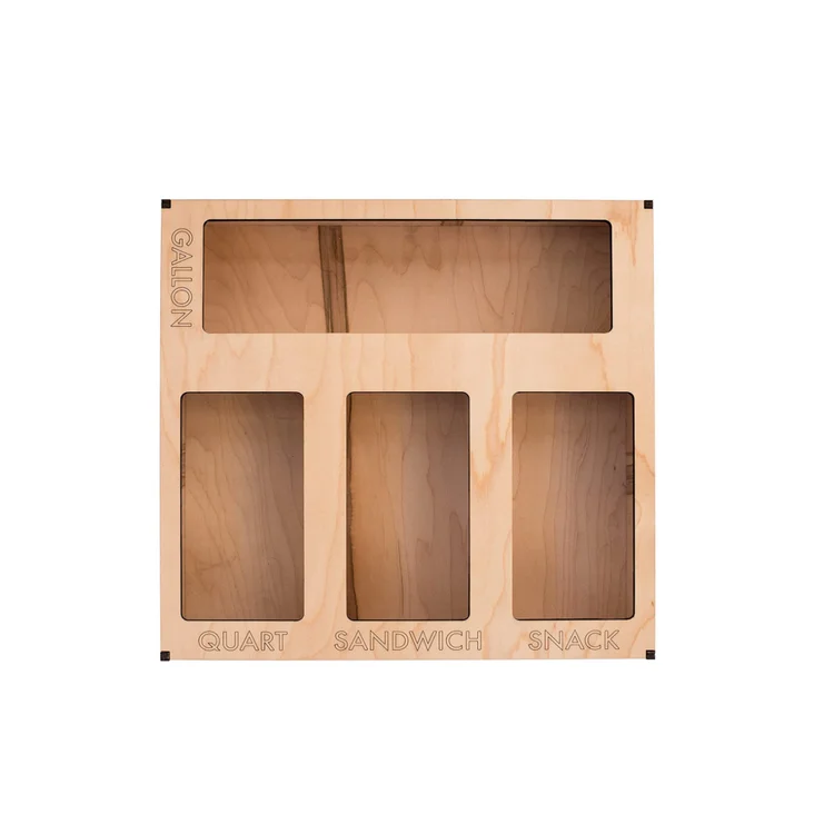 Hot sale high quality top lids food storage bag holders box ziplock bag storage