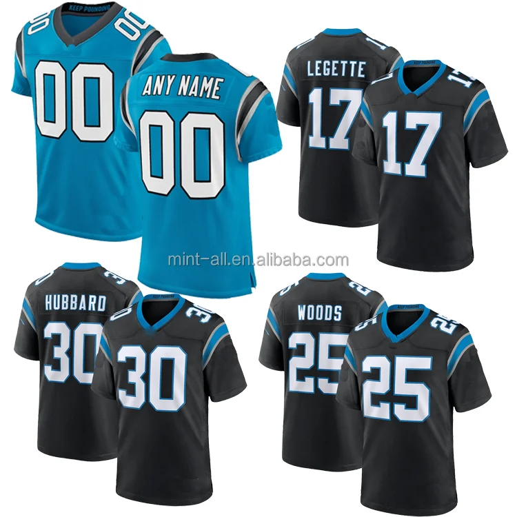 Top Stitched Custom Elite American Football Jerseys 30 Chuba Hubbard 25 Xavier Woods 5 Diontae Johnson 17 Xavier Legette