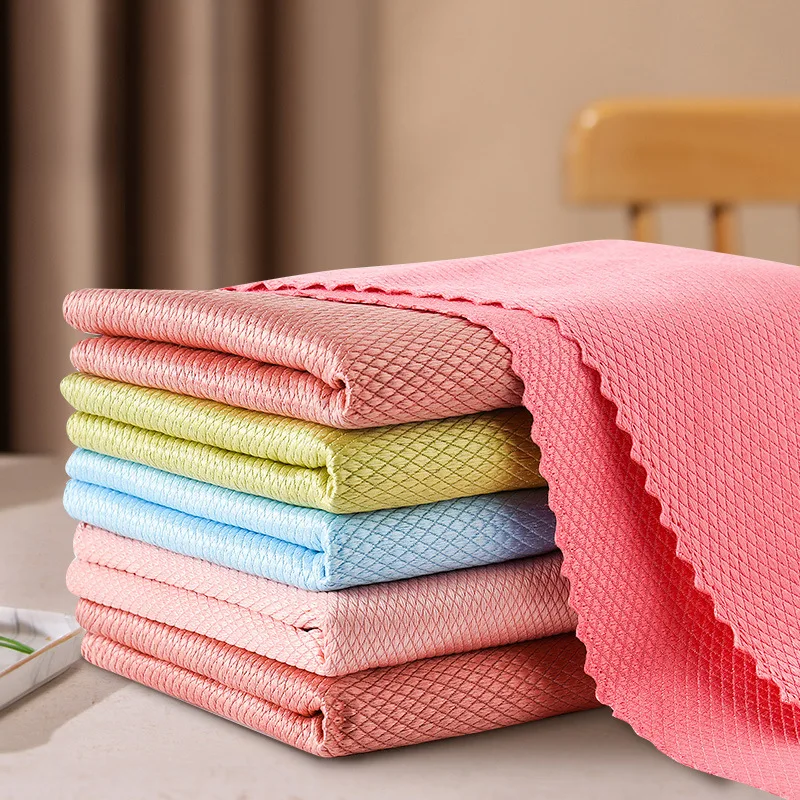 Fish Scale Streak Free Magic Glass Window Car Mirror Microfiber Cleaning Cloth Lint Free Miracle Polishing Towels Shiny Wipes