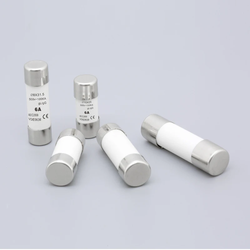 Ceramic Thermal Fuse Contacts 2A 4A 6A 8A 10A 16A 230V/690V 10-100KA Cylindrical Fuse 250v