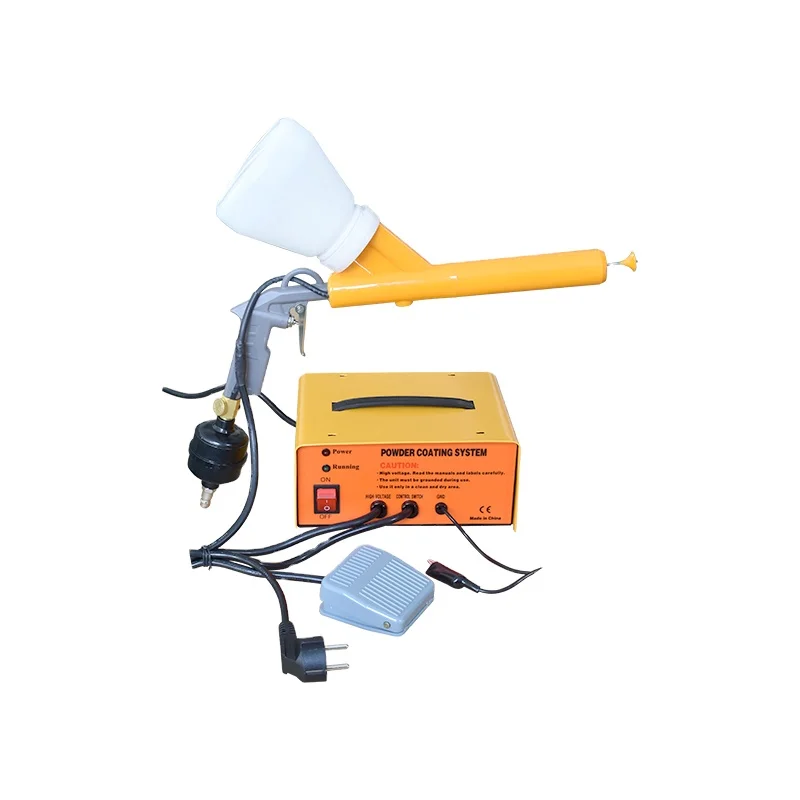 Powder coating gun and controller powder coating system