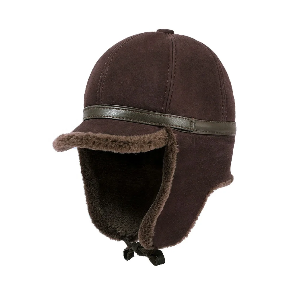 2023 Winter Hat Custom Warm Trooper Hat Suede Fabric Faux Fur Ear Flap Trapper Hats Wholesale Trooper Caps For Men Women
