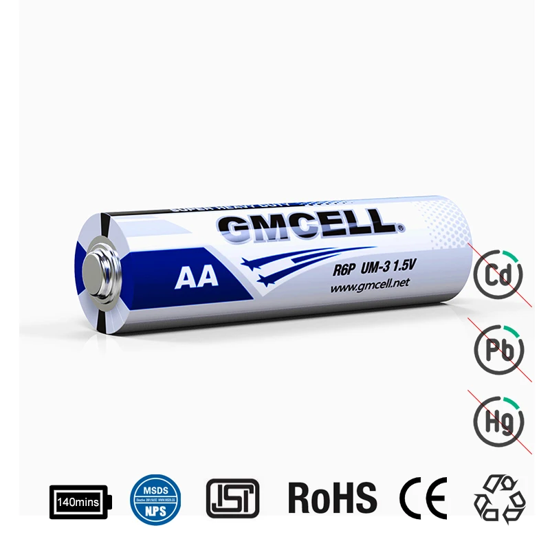 GMCELL aa battery custom Carbon Battery R6P 1.5V Dry Extra Heavy Duty Batteries Pack For Remote Control Alarm Clock