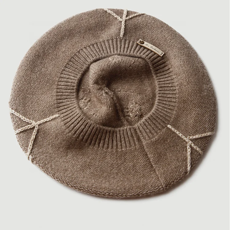 Women Knitted Hat Cashmere Glove With Embroidery Glove Hat Set