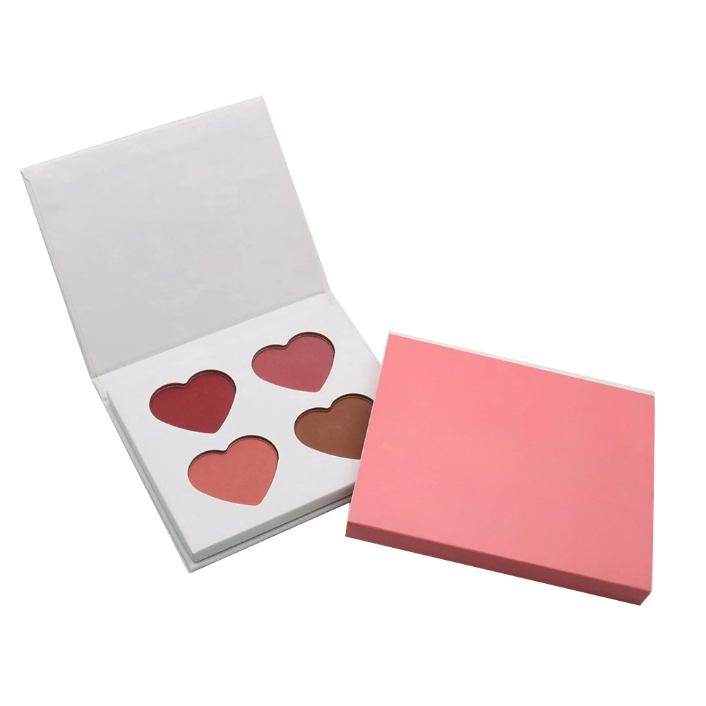 4 color heart shape silk blush press powder  high pigment colorful cheek Blush Private Label Waterproof OEM Makeup