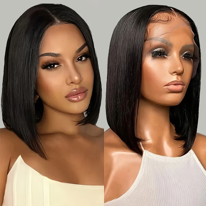 13X4 13X6 Hd Lace Frontal Wig Bob, Short Straight Bob Wigs,Double Drawn Human Hair Vietnamese Bob Wigs