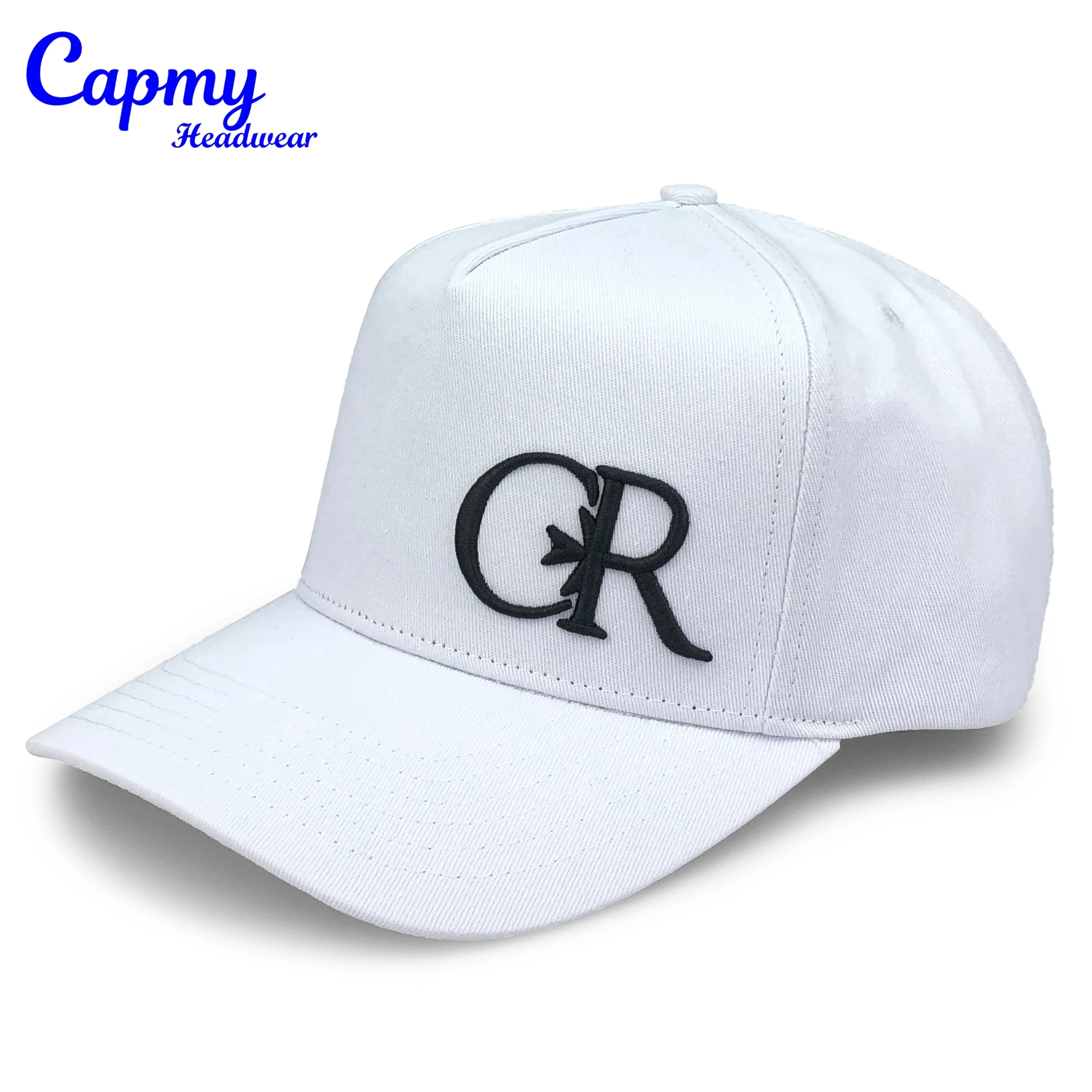 Customized Cotton Factory White A Frame Cap New Designs 3d Embroidery Sports Baseball Hats A Frame 5 Panel Baseball Caps