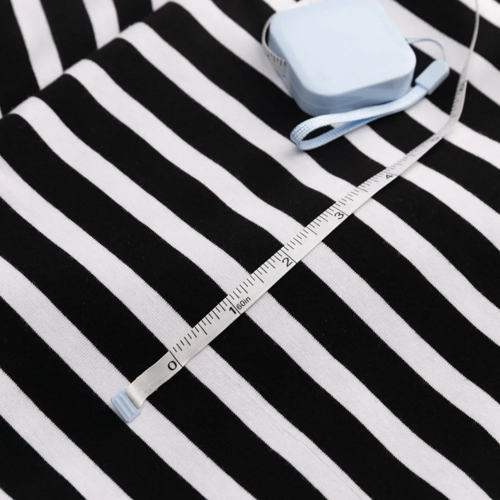 
32S Black and White stripe knitted cotton lycra fabric 