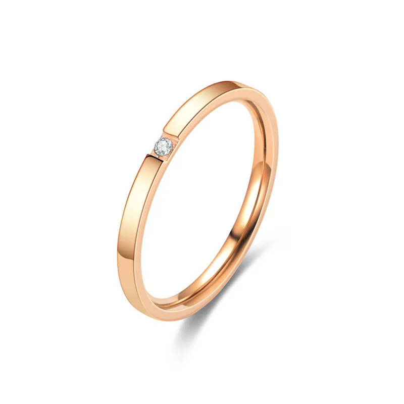 Women Men Jewelry Rings Lovers Wedding Bands Romantic Custom Stainless Steel Crystal Couple Ring High Quality
