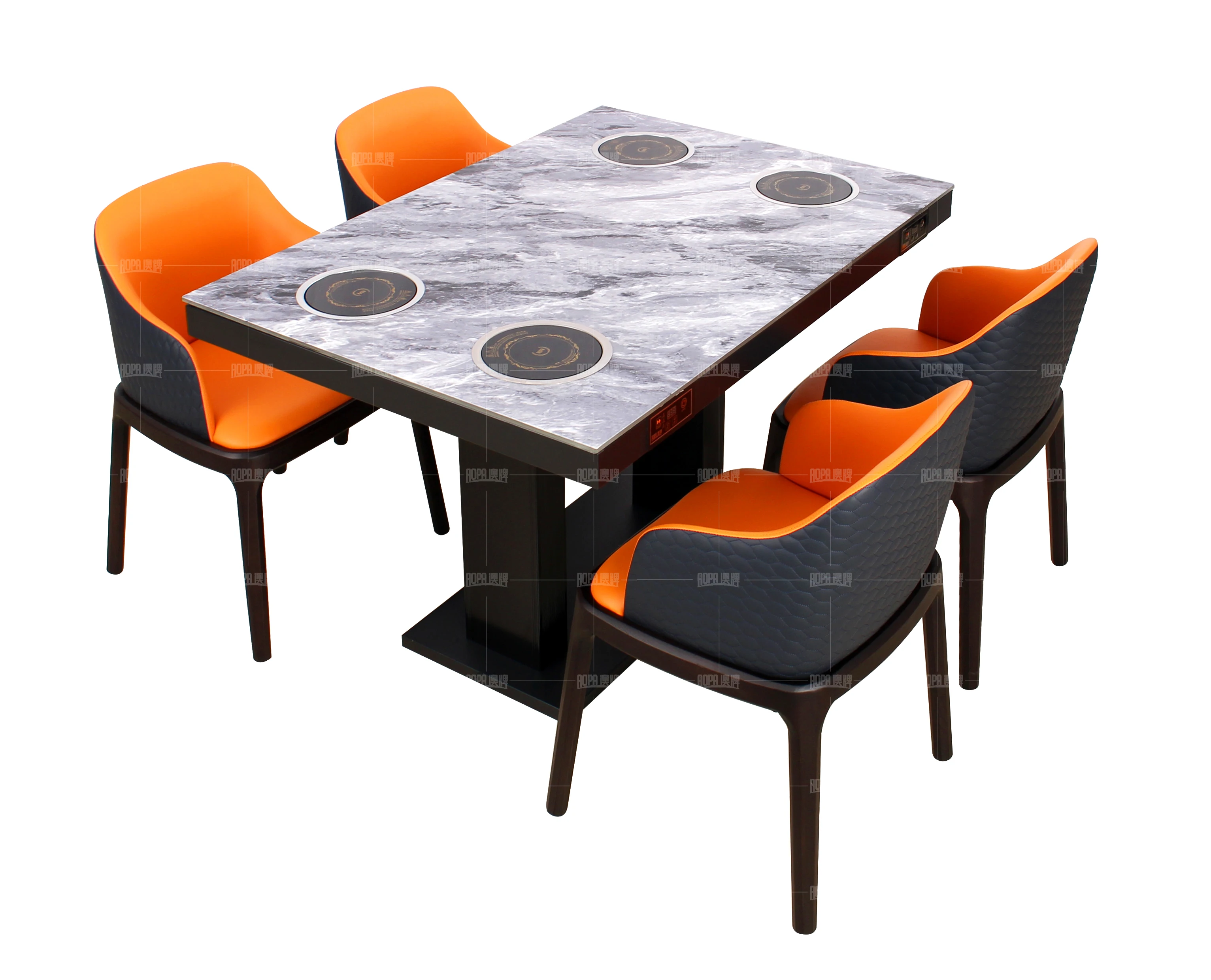 AOPA 2020 Commercial Beautiful Tempered Glass Electric Hot Pot Restaurant Tables