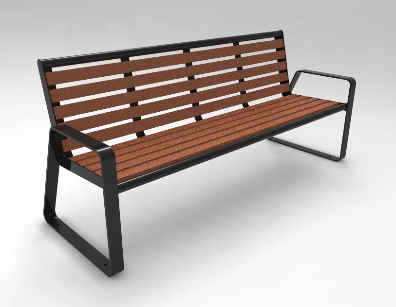 2022 NEW site furniture park furniture galvanized steel and HDPE lumber outside park bench chair outdoor plastic wood bench
