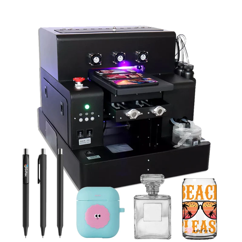 Цифровой УФ-принтер Giftec A3 Mini Uv Dtf наклейка с логотипом на заказ автоматический планшетный принтер для струйной печати стеклянных чашках