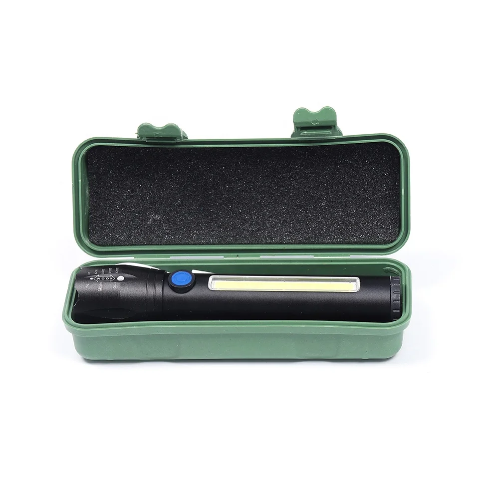 2023 Super Bright Tactical Flashlight Zoom With Cob Sidelight Mini Torch Led Flashlight Pocket Rechargeable Outdoor Emergency