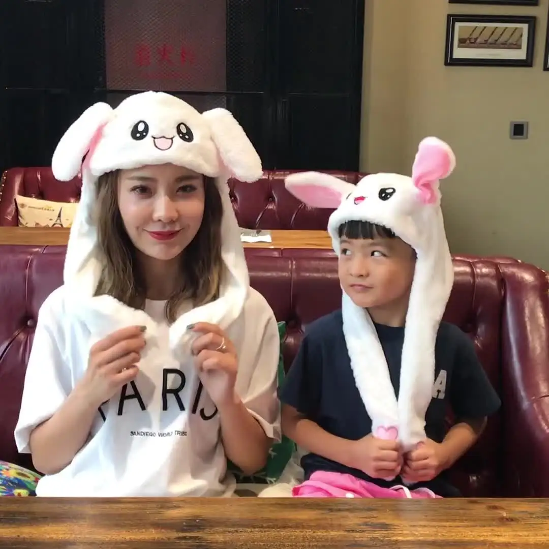 Cute moving rabbit ear shine rabbit hat Funny Bunny Rabbit Ear Hat With Pink Led Light