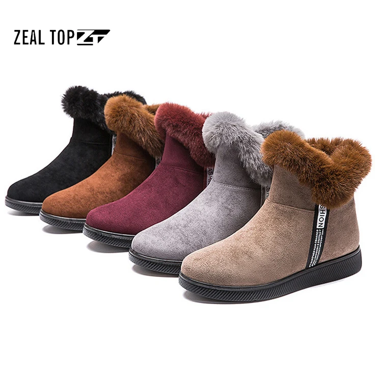 Wholesale snow boots women plush Warm thermal Fur Plush Winter Ankle Boots Slip-on Casual Winter snow boots for women