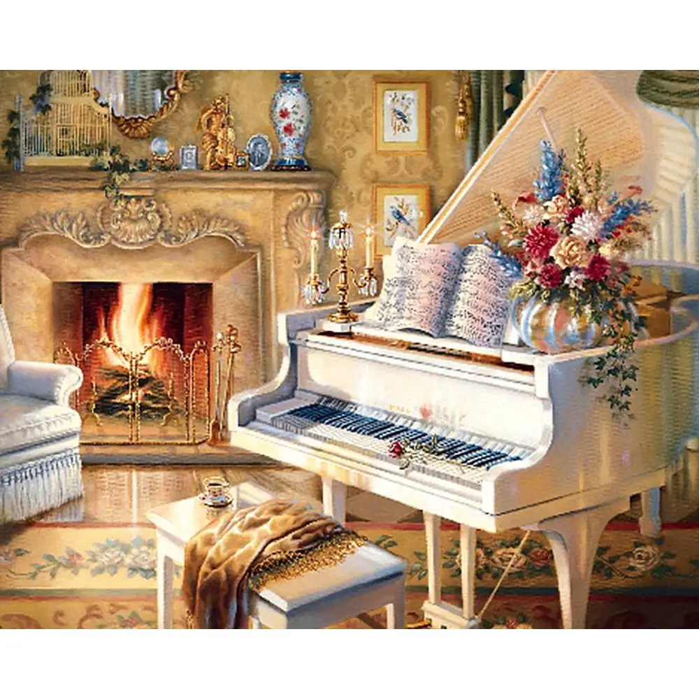 DM111 Antique Piano Diamond Painting  Embroidery  Home Decoration Gift 5d diamond painting kits
